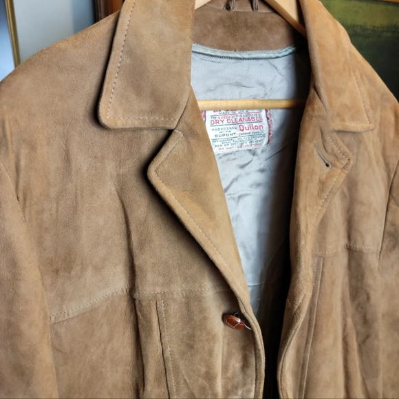 Vintage Suede Leather Jacket McGregor Mens 40 Tan Brown 1970s 70s Hippie - Picture 8 of 10